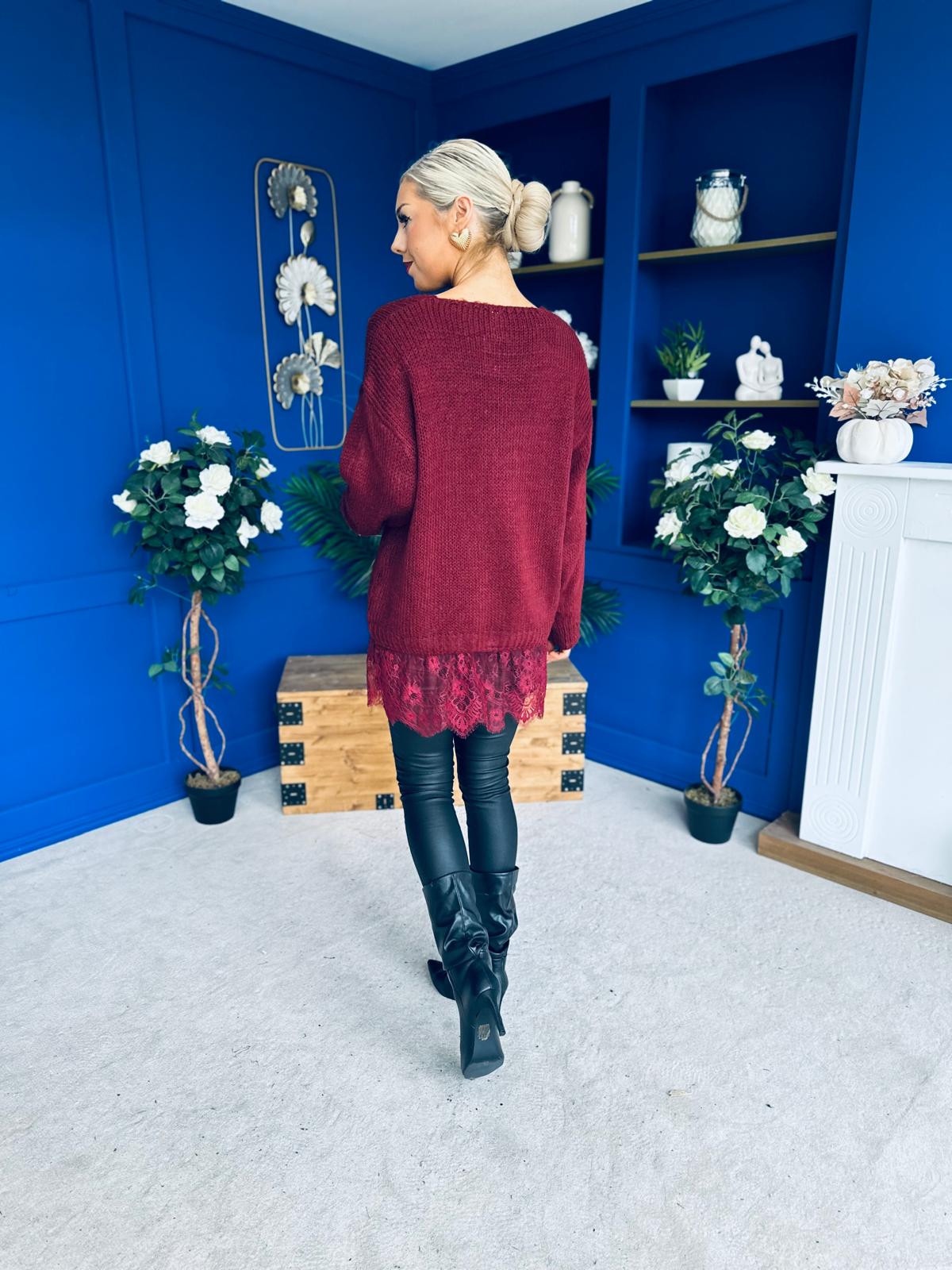 Sami Knitted Jumper Dress Burgundy
