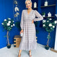 Zoe Banded Midi Dress Check Beige