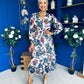 Zoe Banded Midi Dress Floral Blue