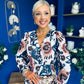 Zoe Banded Midi Dress Floral Blue