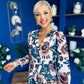 Zoe Banded Midi Dress Floral Blue
