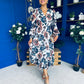 Zoe Banded Midi Dress Floral Blue