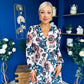 Zoe Banded Midi Dress Floral Blue