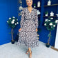 Zoe Banded Midi Dress Leopard Beige