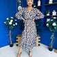 Zoe Banded Midi Dress Leopard Beige