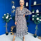 Zoe Banded Midi Dress Leopard Beige