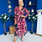 Zoe Banded Midi Dress Animal Ruby