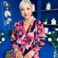 Zoe Banded Midi Dress Animal Ruby