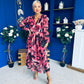 Zoe Banded Midi Dress Animal Ruby