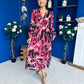 Zoe Banded Midi Dress Animal Ruby
