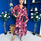 Zoe Banded Midi Dress Animal Ruby