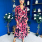 Zoe Banded Midi Dress Animal Ruby
