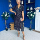 Phoebe Banded Sequin Midi Dress Black