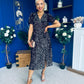 Phoebe Banded Sequin Midi Dress Black