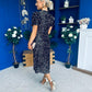 Phoebe Banded Sequin Midi Dress Black