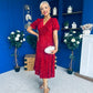 Phoebe Banded Sequin Midi Dress Red