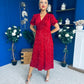 Phoebe Banded Sequin Midi Dress Red