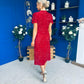 Phoebe Banded Sequin Midi Dress Red