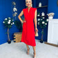 Quinn Drape Detail Midi Dress Red