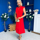 Quinn Drape Detail Midi Dress Red