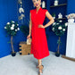 Quinn Drape Detail Midi Dress Red