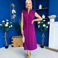 Quinn Drape Detail Midi Dress Berry