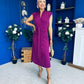 Quinn Drape Detail Midi Dress Berry