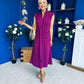 Quinn Drape Detail Midi Dress Berry