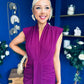 Quinn Drape Detail Midi Dress Berry