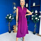 Quinn Drape Detail Midi Dress Berry