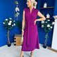 Quinn Drape Detail Midi Dress Berry