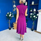 Quinn Drape Detail Midi Dress Berry