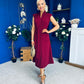 Quinn Drape Detail Midi Dress Wine