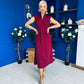 Quinn Drape Detail Midi Dress Wine