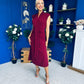 Quinn Drape Detail Midi Dress Wine