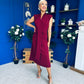 Quinn Drape Detail Midi Dress Wine