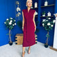 Quinn Drape Detail Midi Dress Wine