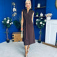 Quinn Drape Detail Midi Dress Chocolate
