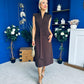 Quinn Drape Detail Midi Dress Chocolate