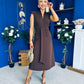 Quinn Drape Detail Midi Dress Chocolate