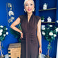 Quinn Drape Detail Midi Dress Chocolate