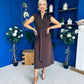 Quinn Drape Detail Midi Dress Chocolate