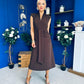 Quinn Drape Detail Midi Dress Chocolate