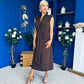 Quinn Drape Detail Midi Dress Chocolate