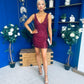 Barbara Sequin Mini Dress Wine