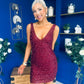Barbara Sequin Mini Dress Wine