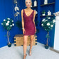 Barbara Sequin Mini Dress Wine