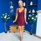 Barbara Sequin Mini Dress Wine