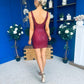 Barbara Sequin Mini Dress Wine