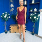 Barbara Sequin Mini Dress Wine